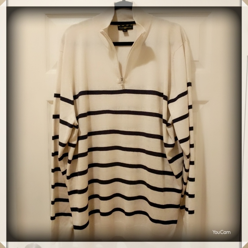 Club Room Striped 1/4 Zip Pullover - XL